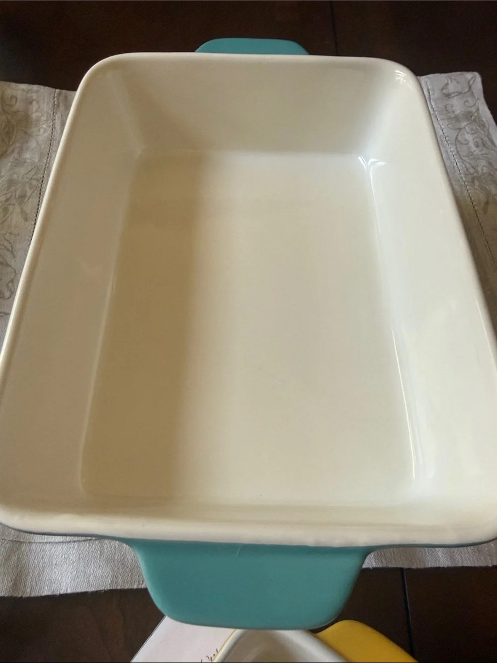 Crate&Barrel Aqua Ceramic Rectangular Baker Casserole dish stoneware